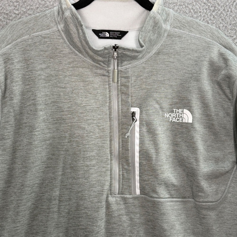 The North Face Men XXL Gray Heather Quarter Zip Pullover Fleece Jacket NF0A47F7 - Picture 2 of 9